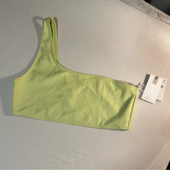 GOOD AMERICAN {NWT} Compression Hot Shoulder Swim Top | key lime | 4 / XL 14-16 - Picture 2 of 5